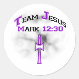 Team Jesus Mark 12:30 Ronde Sticker