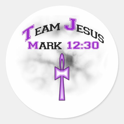 Team Jesus Mark 12:30 Ronde Sticker (Voorkant)