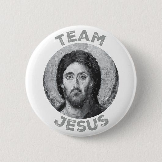 Team Jezus: Christus Pantocrator Icoon Ronde Button 5,7 Cm (Voorkant)