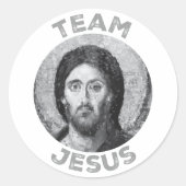 Team Jezus: Christus Pantocrator Ronde Sticker (Voorkant)