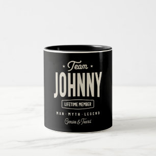 Team Johnny Lifetime Lid Persoonlijke naam Tweekleurige Koffiemok