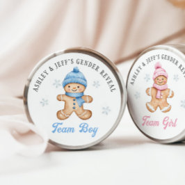 Team Jongen Gingerbread Geslacht Reveal Feest Ronde Sticker