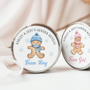 Team Jongen Gingerbread Geslacht Reveal Feest Ronde Sticker