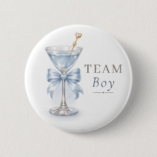 Team Jongen Stof Blauw Lint Geslacht Onthulling Kn Ronde Button 5,7 Cm