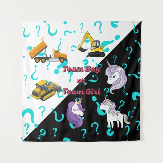 Team Jongen vs Team Meisje Zware Uitrusting vs Een Wandkleed (Voorkant)