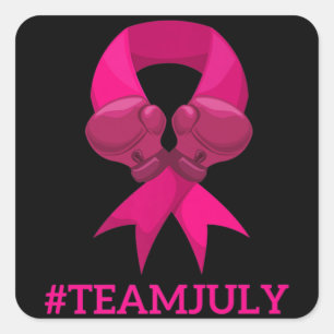 TEAM JULY Breast Cancer Awareness Premium T-Shirt7 Vierkante Sticker