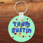 TEAM JUSTIN! T-shirts voor kinderen en volwassenen Sleutelhanger (Voorkant)