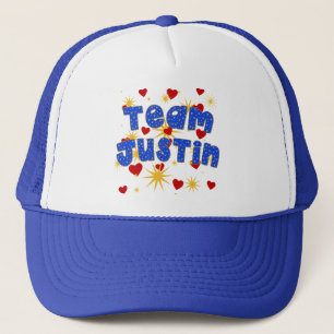 TEAM JUSTIN! T-shirts voor kinderen en volwassenen Trucker Pet