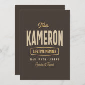 Team Kameron Levenslang Lid Persoonlijke Naam Kaart (Voorkant / Achterkant)