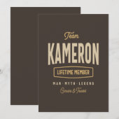 Team Kameron Lifetime Member Persoonlijke Naam Kaart (Voorkant / Achterkant)