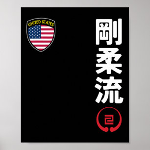 Team Karate Goju Ryu USA Vlag Kanji Japanse Marti Poster