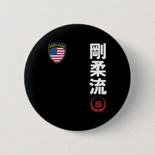 Team Karate Goju Ryu USA Vlag Kanji Japanse Marti Ronde Button 5,7 Cm