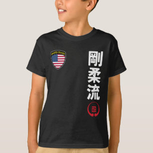Team Karate Goju Ryu USA Vlag Kanji Japanse Marti T-shirt