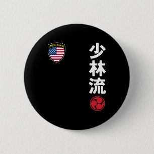 Team Karate Shorin Ryu USA Vlag Japanse Martial A Ronde Button 5,7 Cm