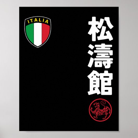 Team Karate Shotokan Italië Vlag Kanji Japans Mar Poster (Voorkant)