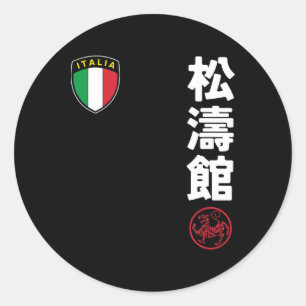 Team Karate Shotokan Italië Vlag Kanji Japans Mar Ronde Sticker