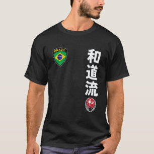 Team Karate Wado Ryu Brazilië Vlag Kanji Japans Ma T-shirt