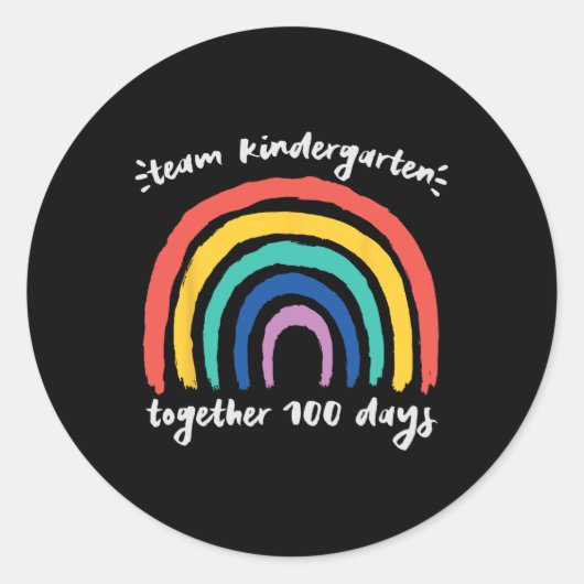 Team Kindergarten 100 dagen samen Rainbow Teache Ronde Sticker (Voorkant)
