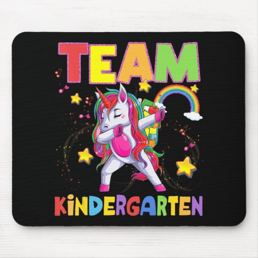 Team Kindergarten Dabbing Unicorn terug naar schoo Muismat (Voorkant)