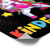 Team Kindergarten Dabbing Unicorn terug naar schoo Poster (Hoek)