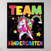 Team Kindergarten Dabbing Unicorn terug naar schoo Poster (Voorkant)