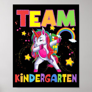 Team Kindergarten Dabbing Unicorn terug naar schoo Poster