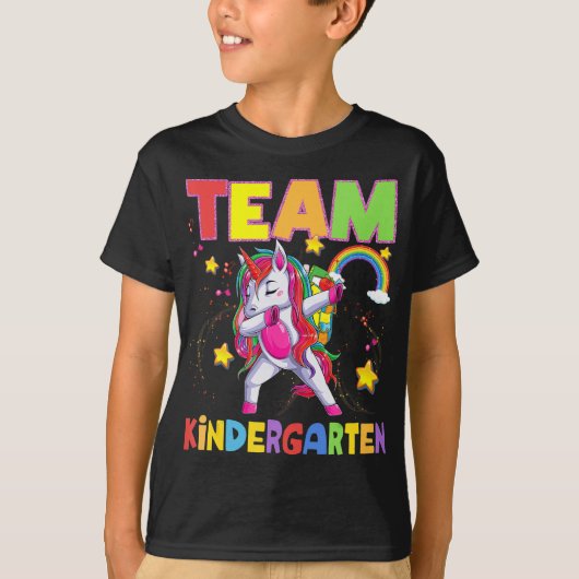 Team Kindergarten Dabbing Unicorn terug naar schoo T-shirt (Voorkant)