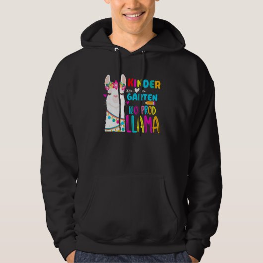 Team Kindergarten Teacher Rainbow No Prob Llama 10 Hoodie (Voorkant)