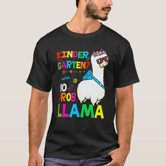Team Kindergarten Teacher Rainbow No Prob Llama 10 T-shirt (Voorkant)