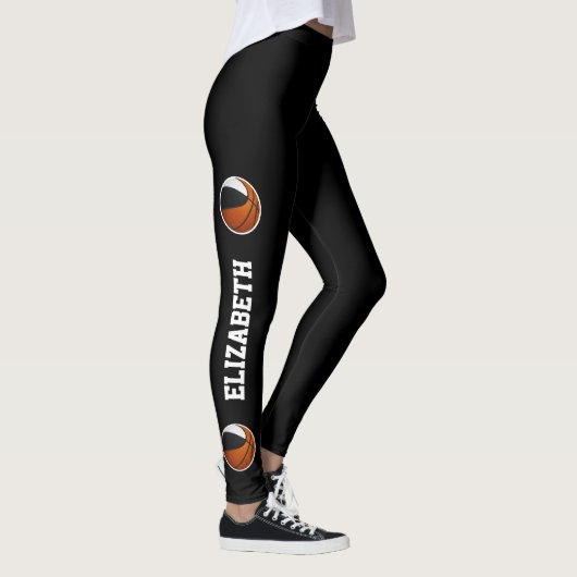 Team kleuren basketbal tekst of naam omhoog been z leggings (Rechts)