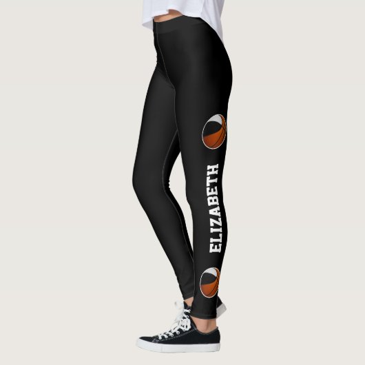 Team kleuren basketbal tekst of naam omhoog been z leggings (Links)