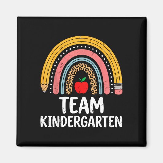 Team kleuterschool boho regenboog potlood k leraar magneet (Voorkant)