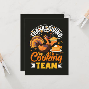 Team Koken voor Thanksgiving Grappig Herfst Diner Kaart