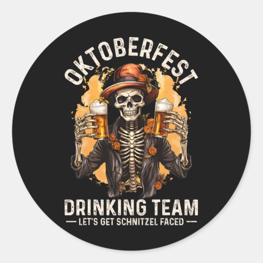 Team laat Schnitzel geconfronteerd Halloween Skele Ronde Sticker (Voorkant)