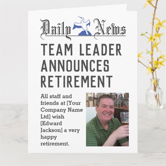 Team Leader Retirement Kaart om te personaliseren (Gele Bloem)