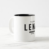 Team Lena Lifetime Lid met persoonlijke naam Tweekleurige Koffiemok (Voorkant links)