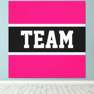 TEAM Leuk Sportief Atletisch Helder Roze Zwart Str Canvas Afdruk