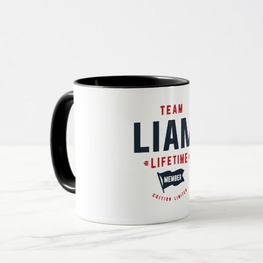 Team Liam Lifetime Member Grappige Naam Liam Mok (Voorkant links)
