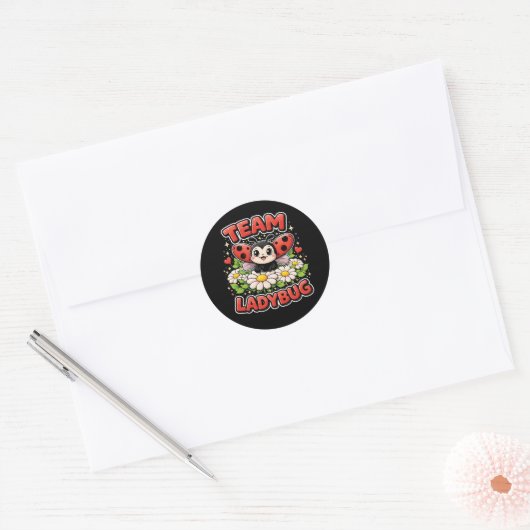 Team Lieveheersbeestje Ronde Sticker (Envelop)