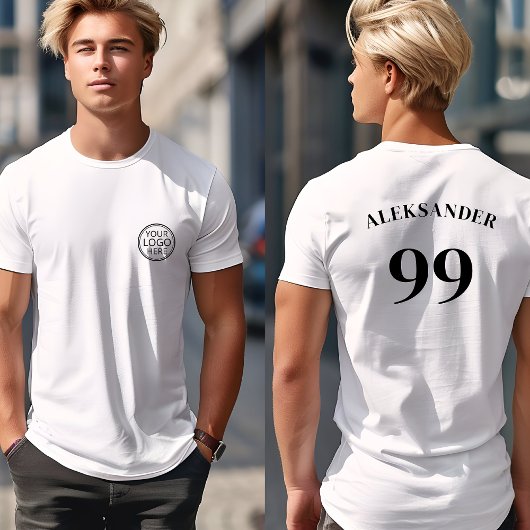 Team Logo Naam Nummer Eenvoudig Modern Sport T-shirt