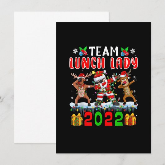 Team Lunch Lady 2022 kerstlampjes Dabbing Rein Kaart (Voorkant / Achterkant)