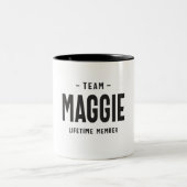 Team Maggie Lifetime Lid Persoonlijke naam Tweekleurige Koffiemok (Center)