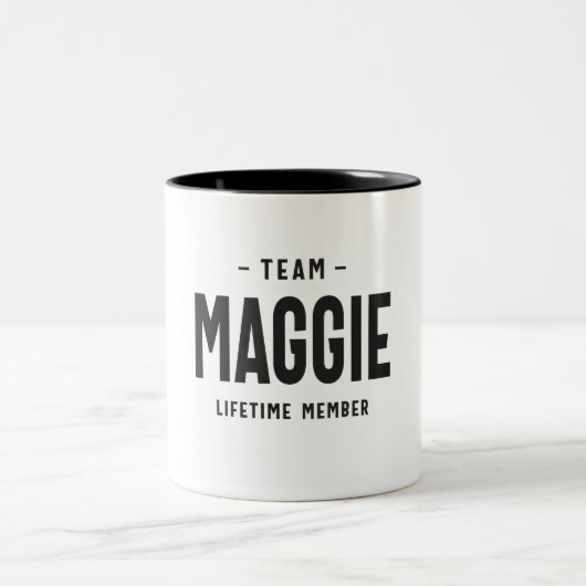 Team Maggie Lifetime Lid Persoonlijke naam Tweekleurige Koffiemok (Center)