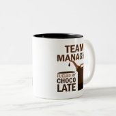 Team Manager (Funny) Chocolate Tweekleurige Koffiemok (Voorkant rechts)