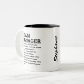 Team manager tweekleurige koffiemok (Voorkant links)