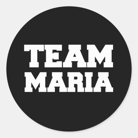 "Team Maria" T-shirts Ronde Sticker (Voorkant)