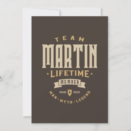 Team Martin Lifetime Lid Persoonlijke naam Kaart (Voorkant)