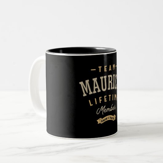 Team Mauricio Lifetime Lid Persoonlijke naam Tweekleurige Koffiemok (Voorkant links)