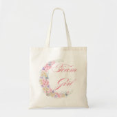 Team Meisje baby shower Roze Script Stijlvol Bloem Tote Bag (Voorkant)