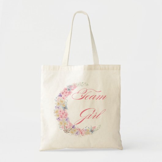 Team Meisje baby shower Roze Script Stijlvol Bloem Tote Bag (Voorkant)